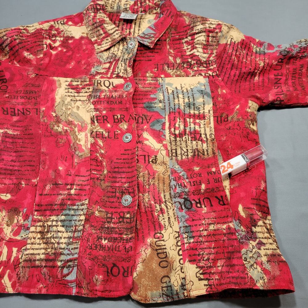 Parsley Sage Red Dress Jacket Womens Size S Classic Long Sleeves Button Up Lined - Picture 8 of 9